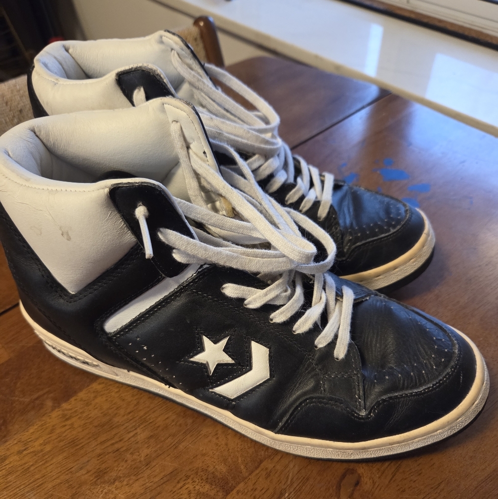 Vintage Men's 80s original Converse Weapon Mid Black Larry bird mems 8.5